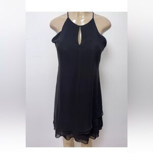 Calvin Klein Black Cocktail Party Dress Chiffon Layered Size 4